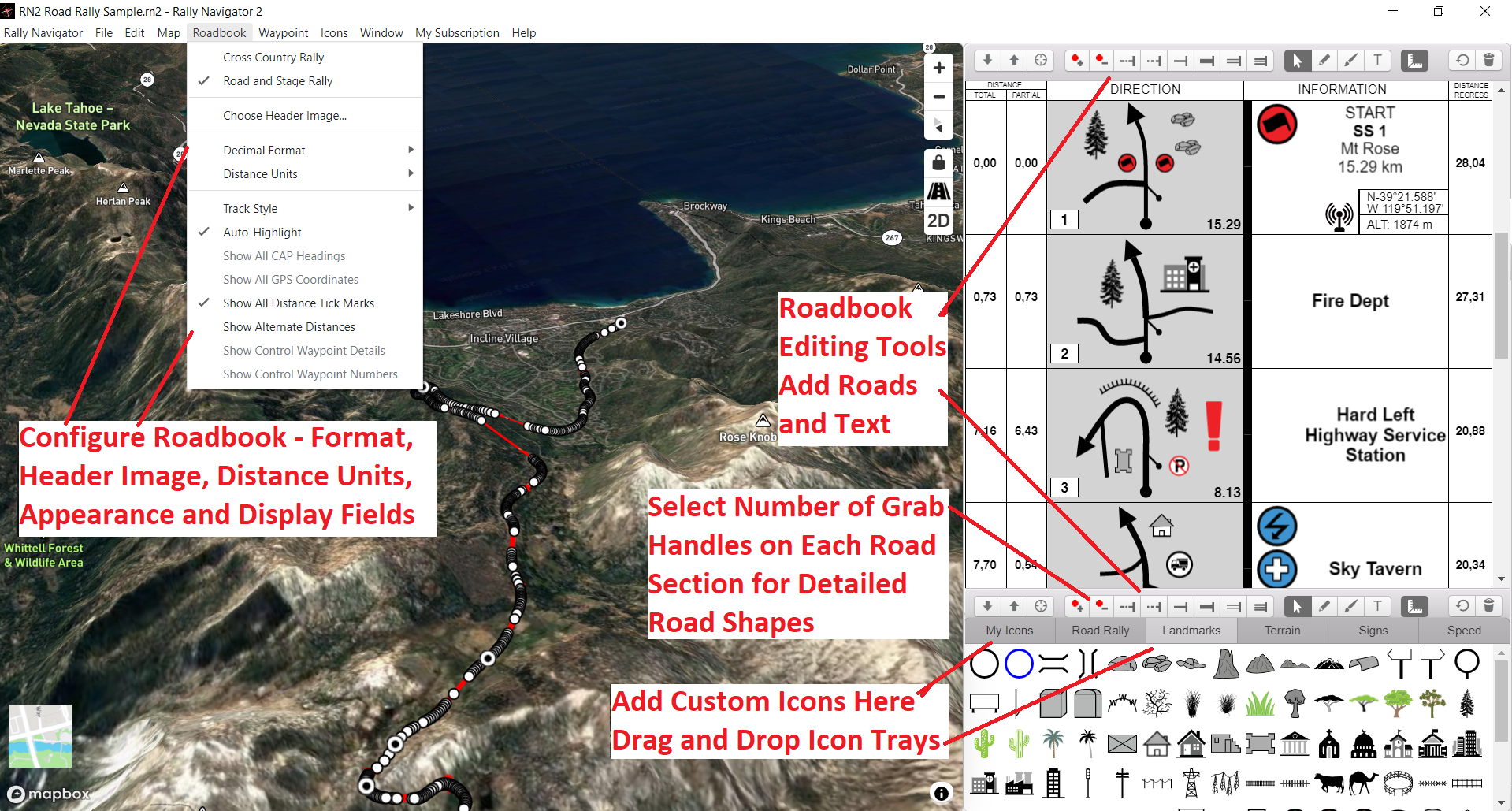 Drawing and importing a rally route on the map in Rally Navigator